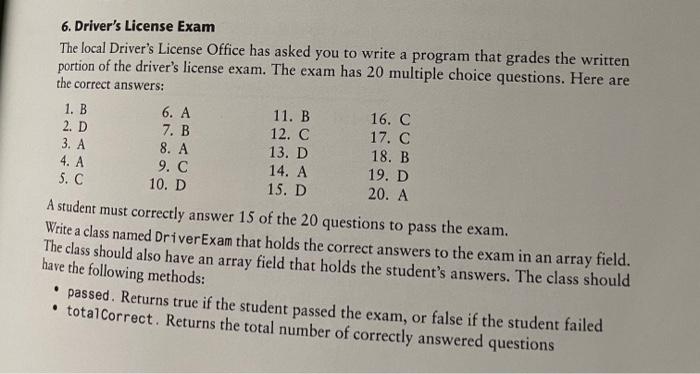 Solved 6. Driver's License Exam The local Driver's License | Chegg.com