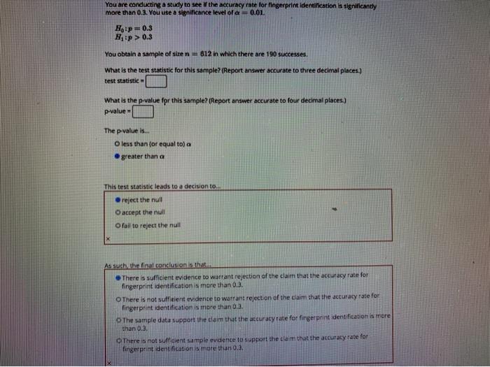 Solved You are conducting a study to see if the accuracy | Chegg.com