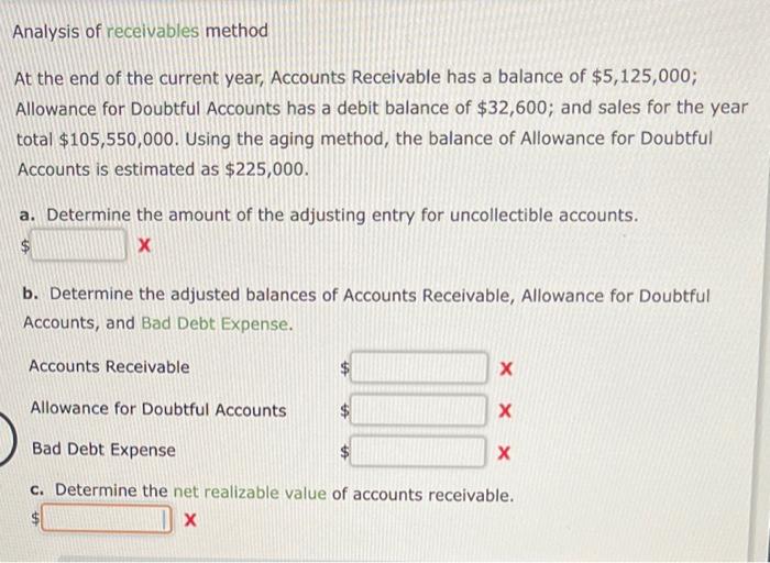 Solved At The End Of The Current Year, Accounts Receivable | Chegg.com