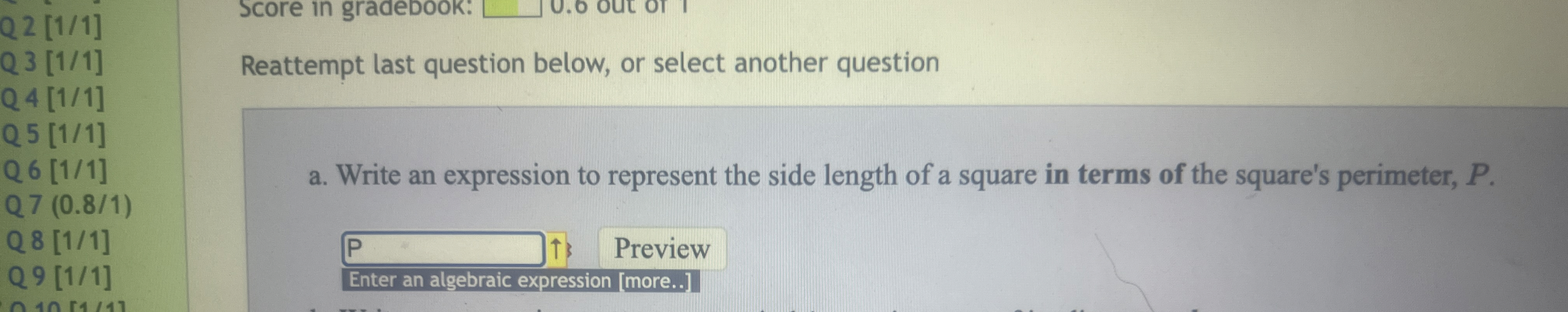 Solved a. ﻿Write an expression to represent the side length | Chegg.com