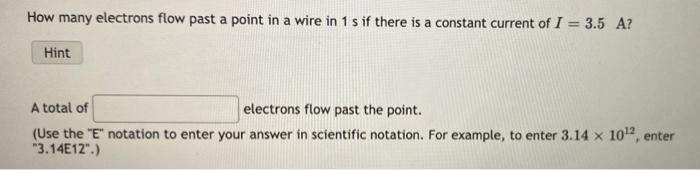 Solved How many electrons flow past a point in a wire in 1 s | Chegg.com