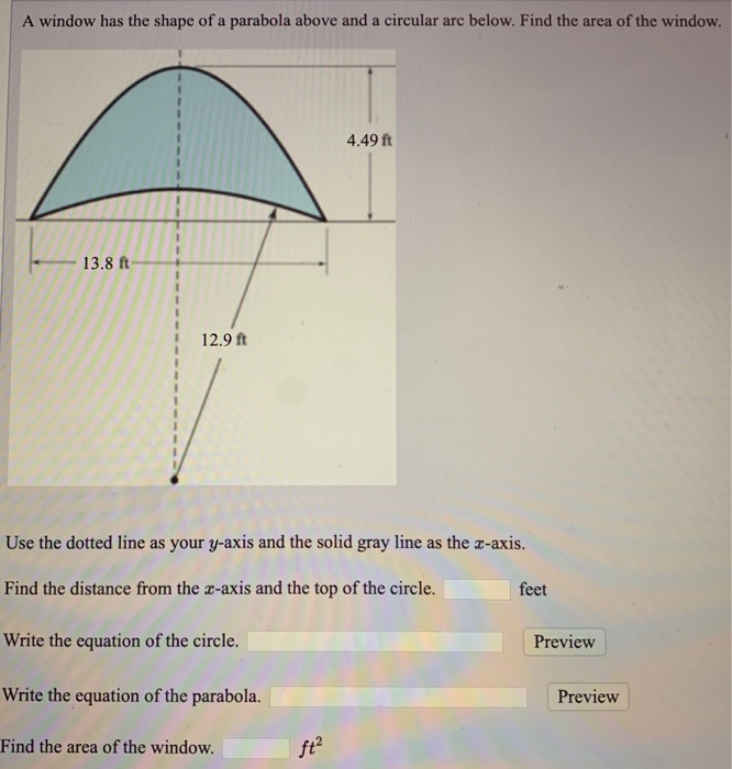 Solved A window has the shape of a parabola above and a | Chegg.com