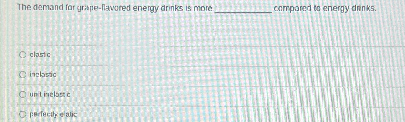 Solved The demand for grapeflavored energy drinks is more