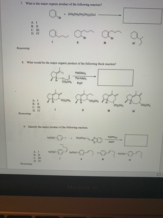 Solved 7. What is the major organic product of the following | Chegg.com