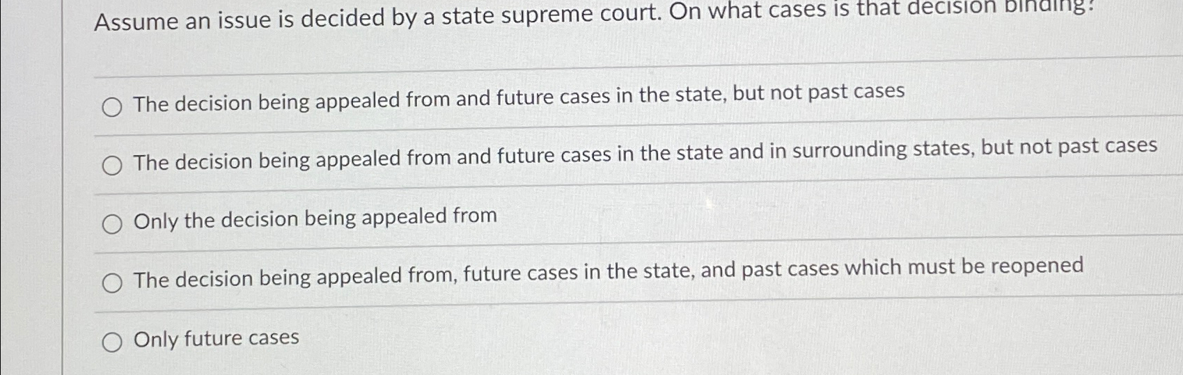 Solved Assume An Issue Is Decided By A State Supreme Court. | Chegg.com