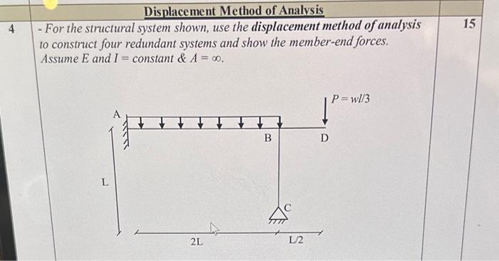 Solved Displacement Method of Analysis - For the structural | Chegg.com