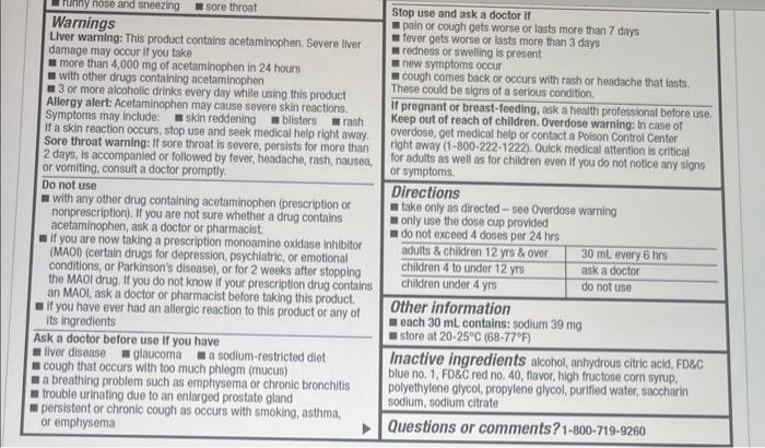 Solved Based on the Drug facts label below answer the | Chegg.com