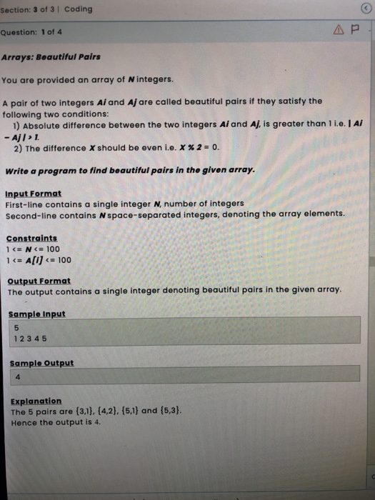 Solved Section: 3 of 3 | Coding Question: 1 of 4 AP Arrays: | Chegg.com