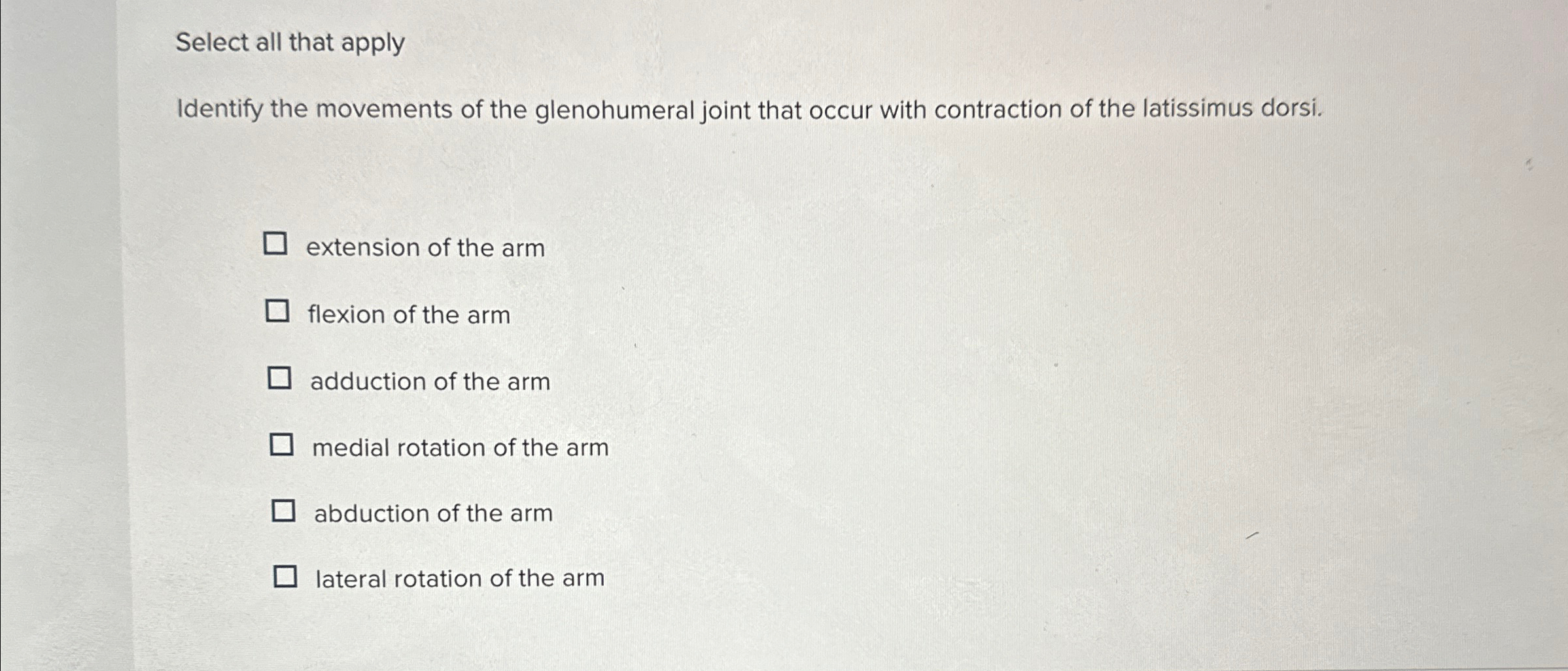 Solved Select all that applyIdentify the movements of the | Chegg.com