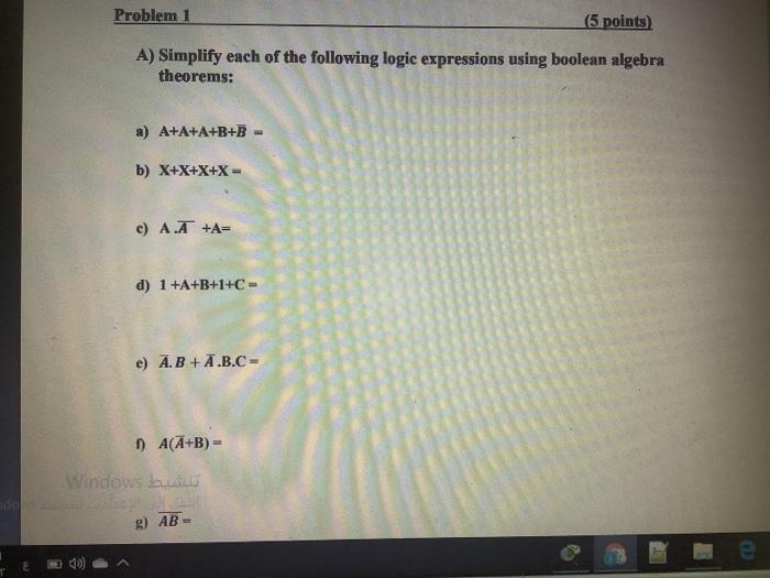 Solved Problem 1 (5 Points) A) Simplify Each Of The | Chegg.com