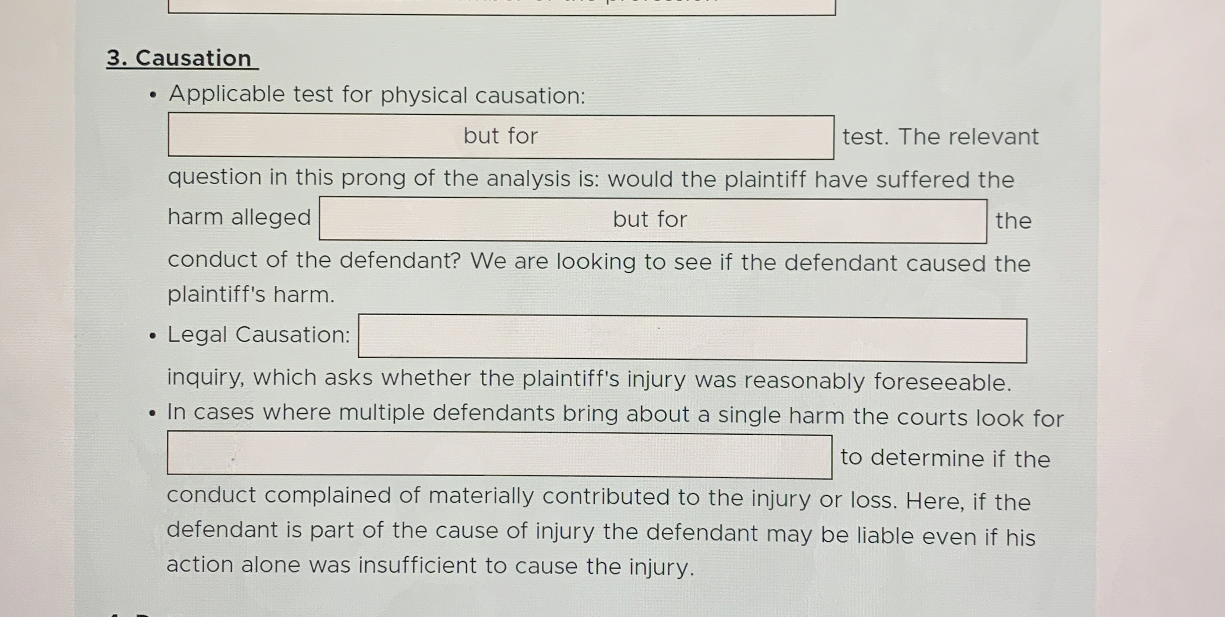 Solved CausationApplicable test for physical causation:but | Chegg.com