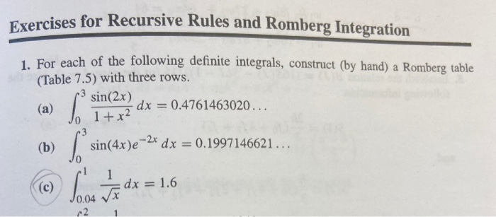 Solved Exercises For Recursive Rules And Romberg Integration | Chegg.com