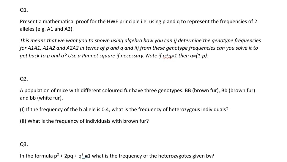 Solved Q1. Present a mathematical proof for the HWE | Chegg.com