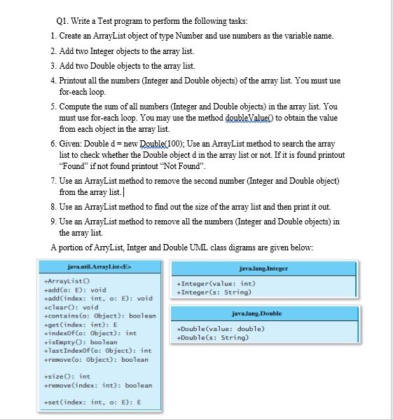 what is an arraylist? | testingdocs Images High... Solved Q1. Write a Test program to perform the following | Chegg.com