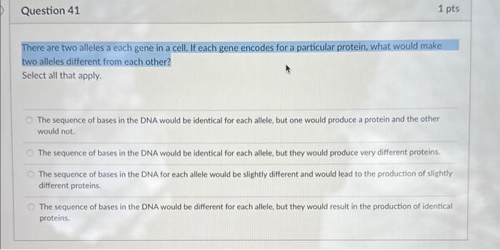 Solved There are two alleles a each gene in a cell. If each | Chegg.com
