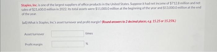 Solved Staples, Inc. Is One Of The Largest Suppliers Of | Chegg.com