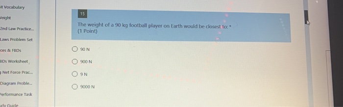 Solved it Vocabulary 15 Jeight 2nd Law Practice. The weight | Chegg.com
