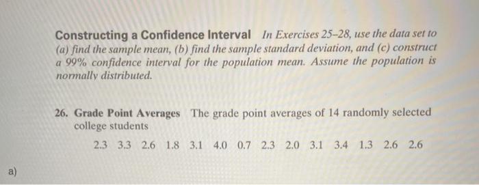Solved Constructing a Confidence Interval In Exercises | Chegg.com