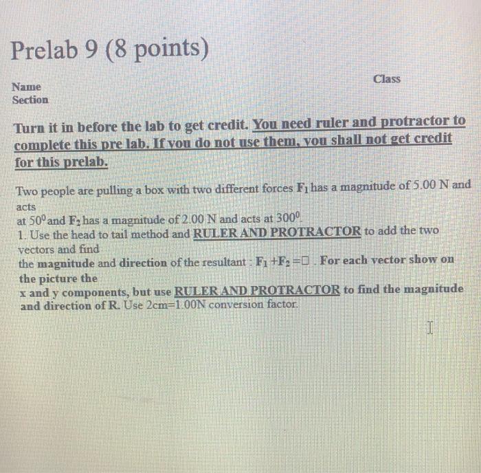 Solved Prelab 9 (8 points) Class Name Section Turn it in | Chegg.com