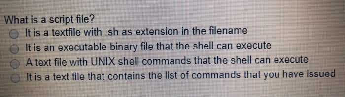 Solved What is a script file? It is a textfile with sh as | Chegg.com