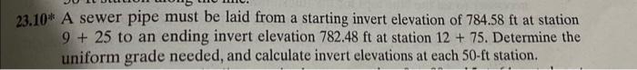 23.10∗ A Sewer Pipe Must Be Laid From A Starting | Chegg.com