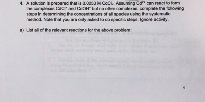 Solved 4 A Solution Is Prepared That Is 0 0050 M Cdcl2 Chegg Solved 4 A Solution Is Prepared That Is 0 0050 M Cdcl2 Chegg