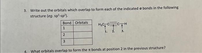 Solved 3. Write out the orbitals which overlap to form each | Chegg.com