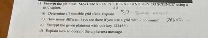 Solved 1) Encrypt the plaintext 
