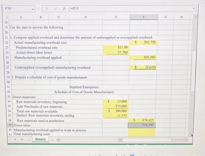 Solved Overhead Analysis and Preparing Schedules of Cost of