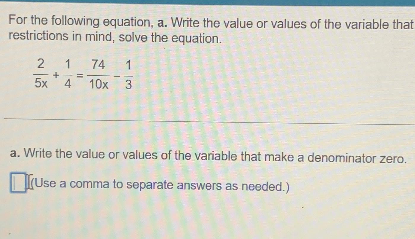 Solved For the following equation, a. ﻿Write the value or | Chegg.com