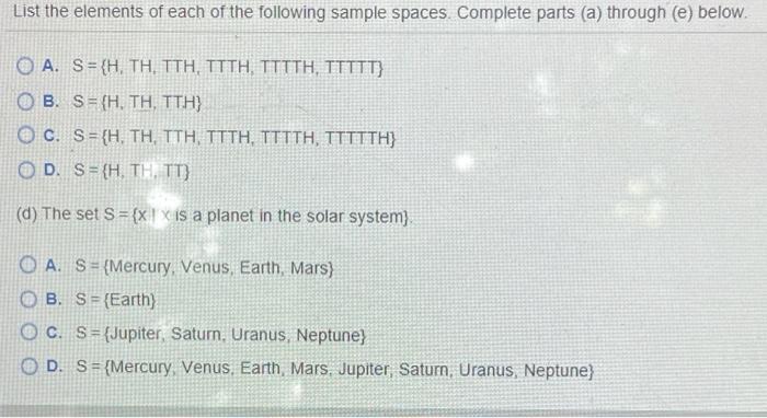 Solved List the elements of each of the following sample | Chegg.com