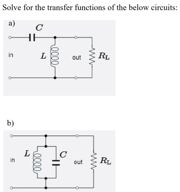 Solving Transfer Functions Solved Solve for the transfer functions of the below | Chegg.com