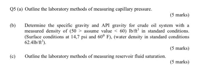 Solved Q5 (a) Outline the laboratory methods of measuring | Chegg.com