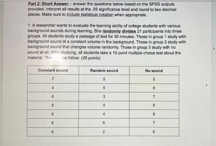 Solved Part 2: Short Answer - answer the questions below | Chegg.com