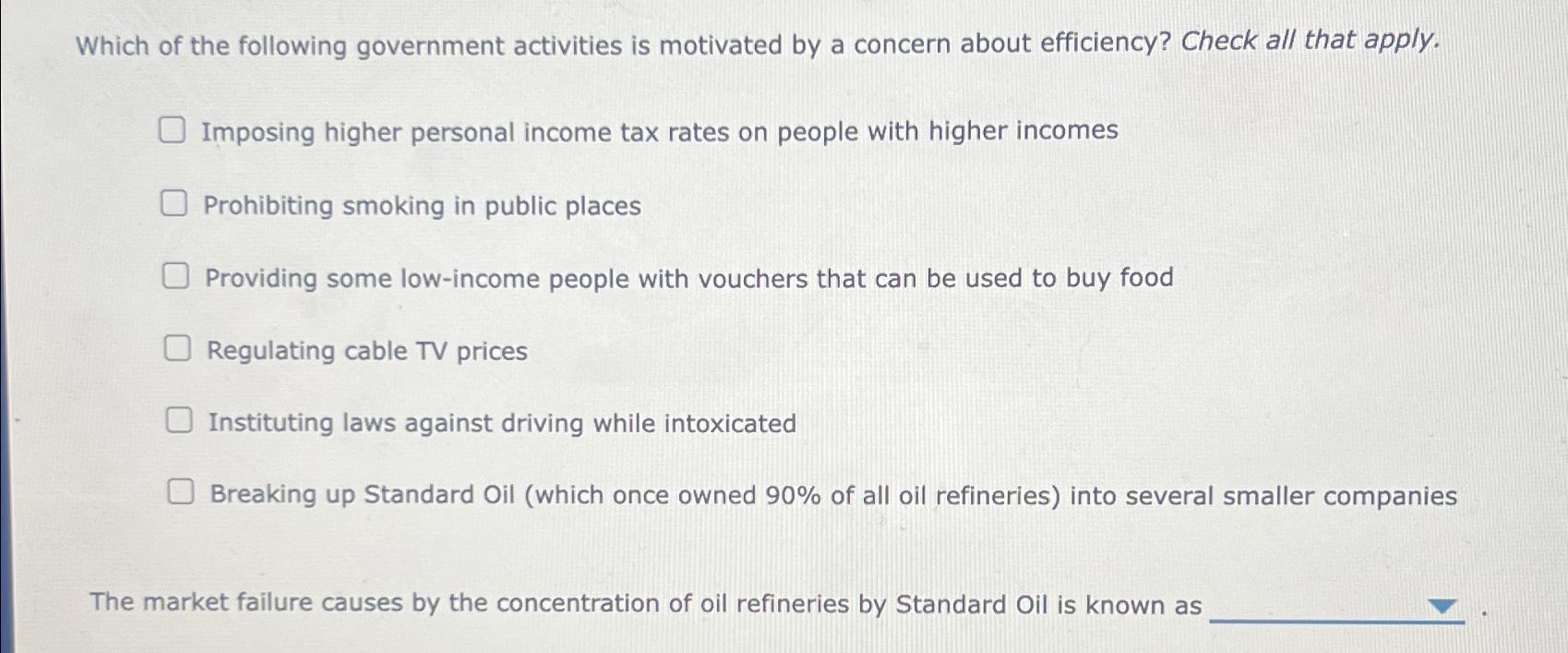 Solved Which of the following government activities is | Chegg.com