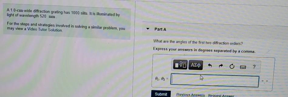 Solved A1 0 Cm Wide Diffraction Grating Has 1000 Slits I Chegg Com
