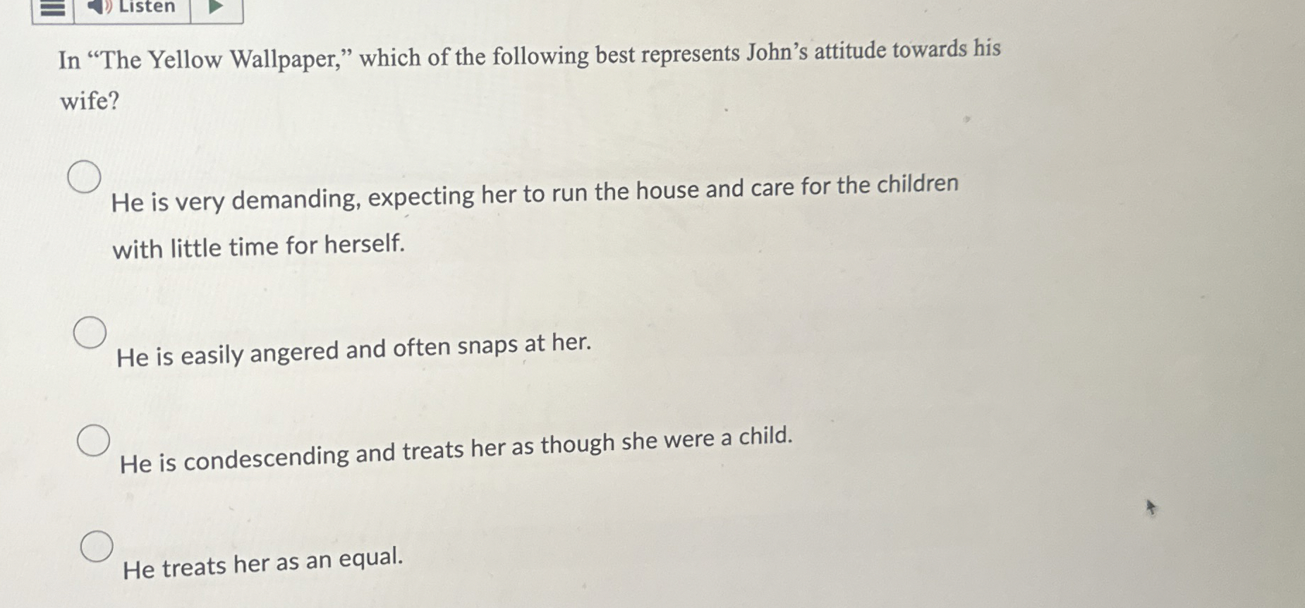 [Solved] In "The Yellow Wallpaper," which of the fo