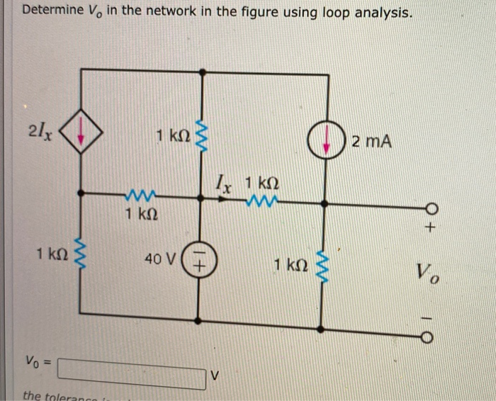 Solved Determine V, in the network in the figure using loop | Chegg.com