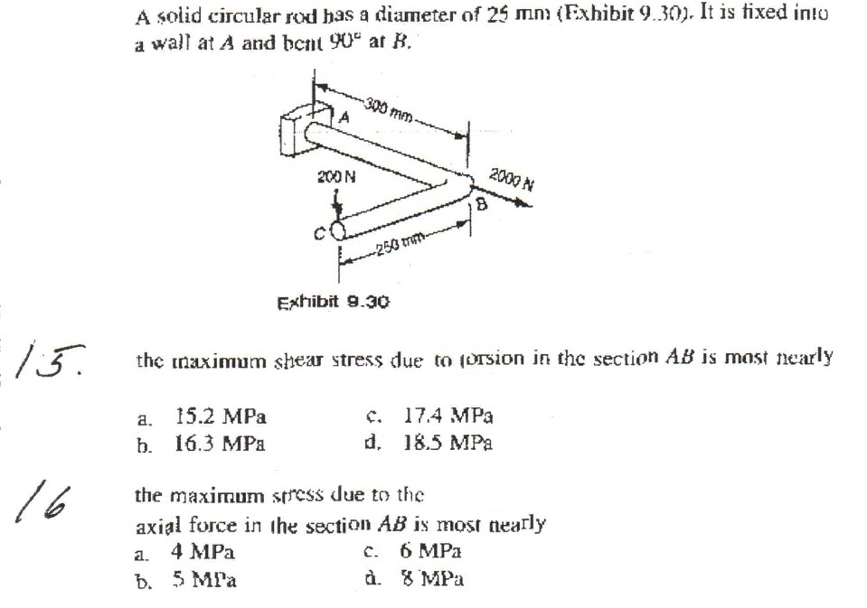 Solved A solid circular rod has a diameter of 25 mm(Exhibit | Chegg.com