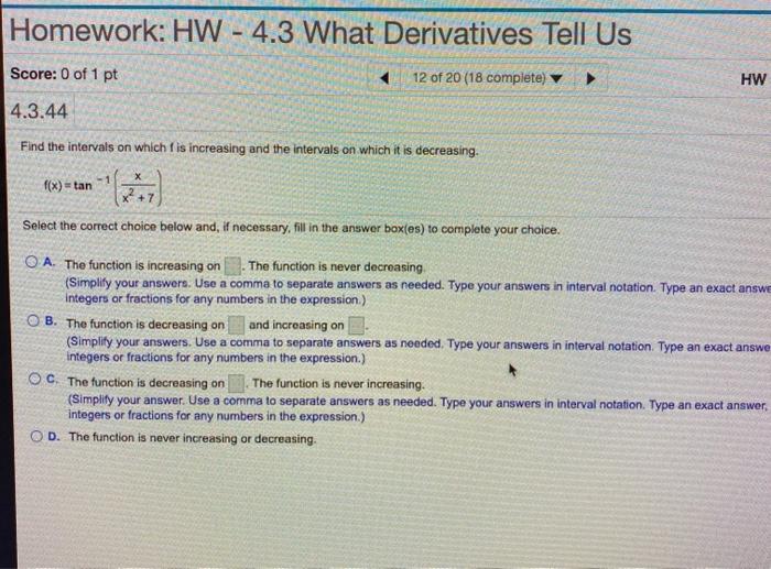 Solved Homework Hw 4 3 What Derivatives Tell Us Score Chegg Com