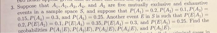 Solved 3. Suppose that A1,A2,A3,A4, and A5 are five mutually | Chegg.com