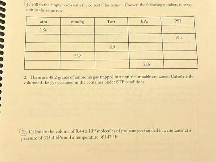 Solved 1. Fill in the empty boxes with the correct | Chegg.com