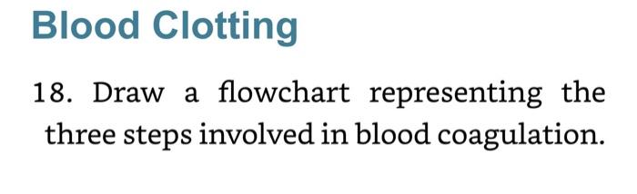 [Solved]: Blood Clotting 18. Draw a flowchart representing