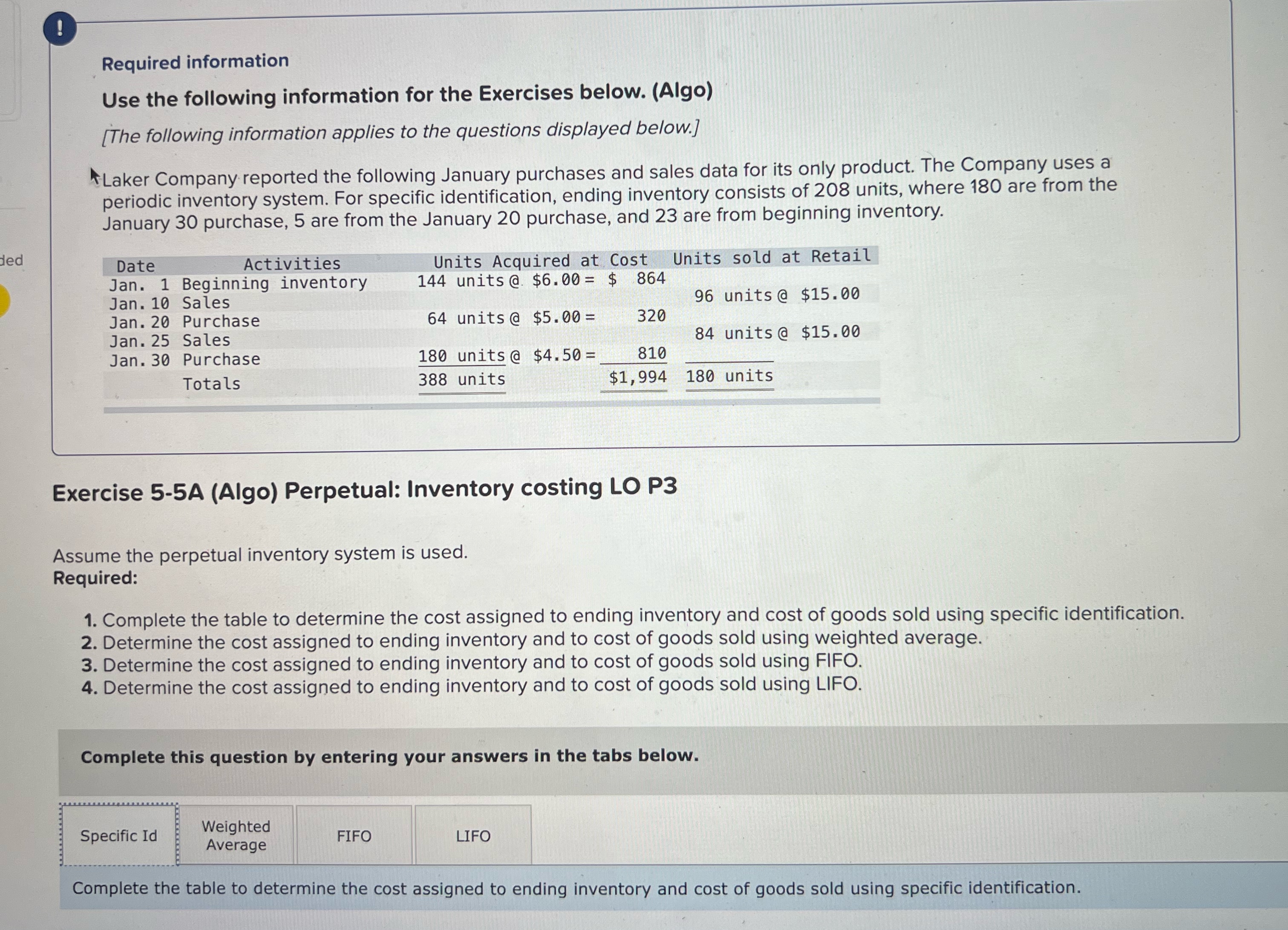 Solved !Required informationUse the following information | Chegg.com