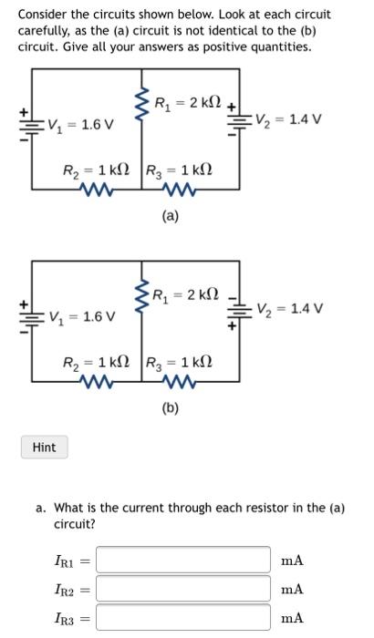Solved Consider the circuits shown below. Look at each | Chegg.com