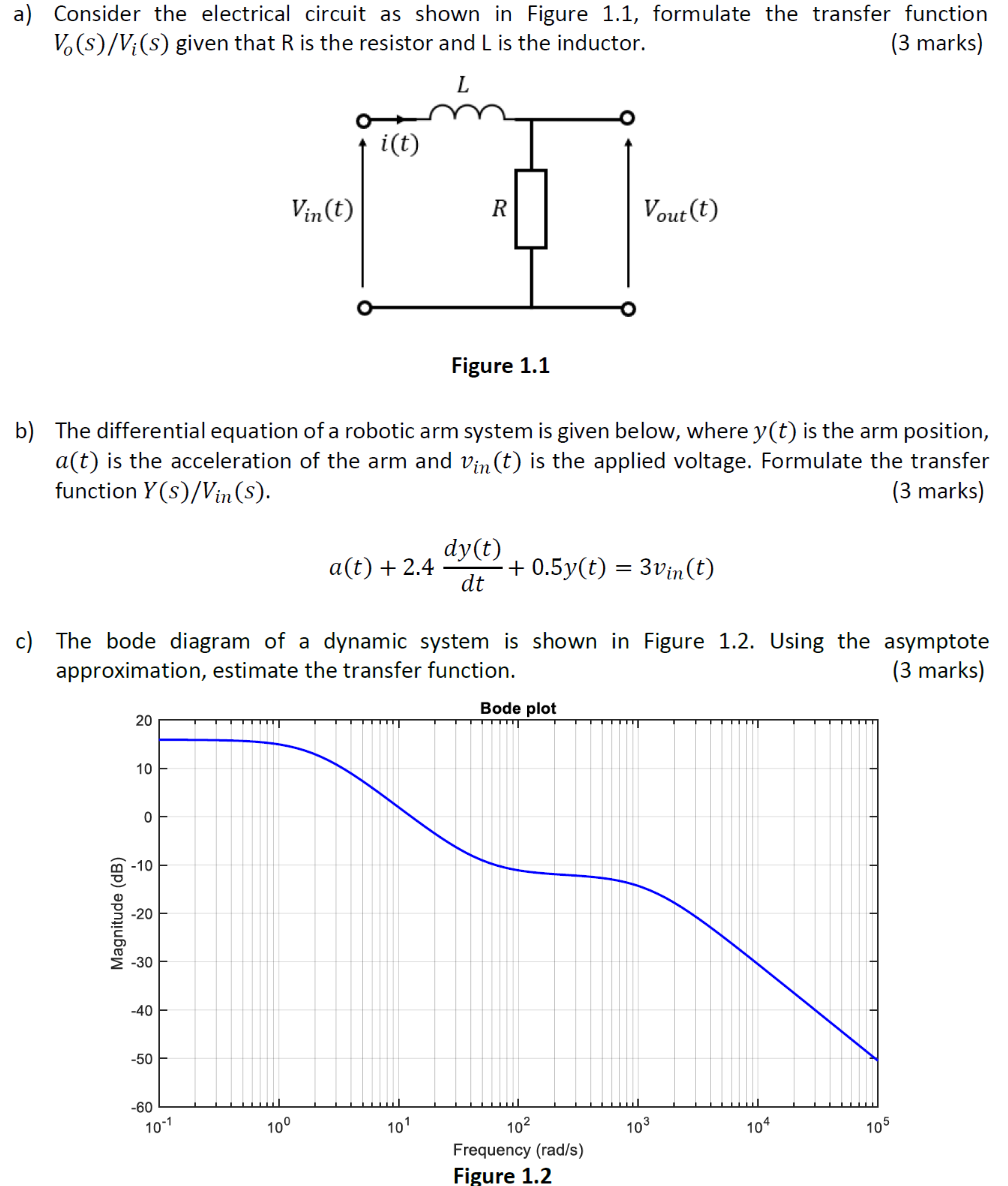 Solved a) ﻿Consider the electrical circuit as shown in | Chegg.com