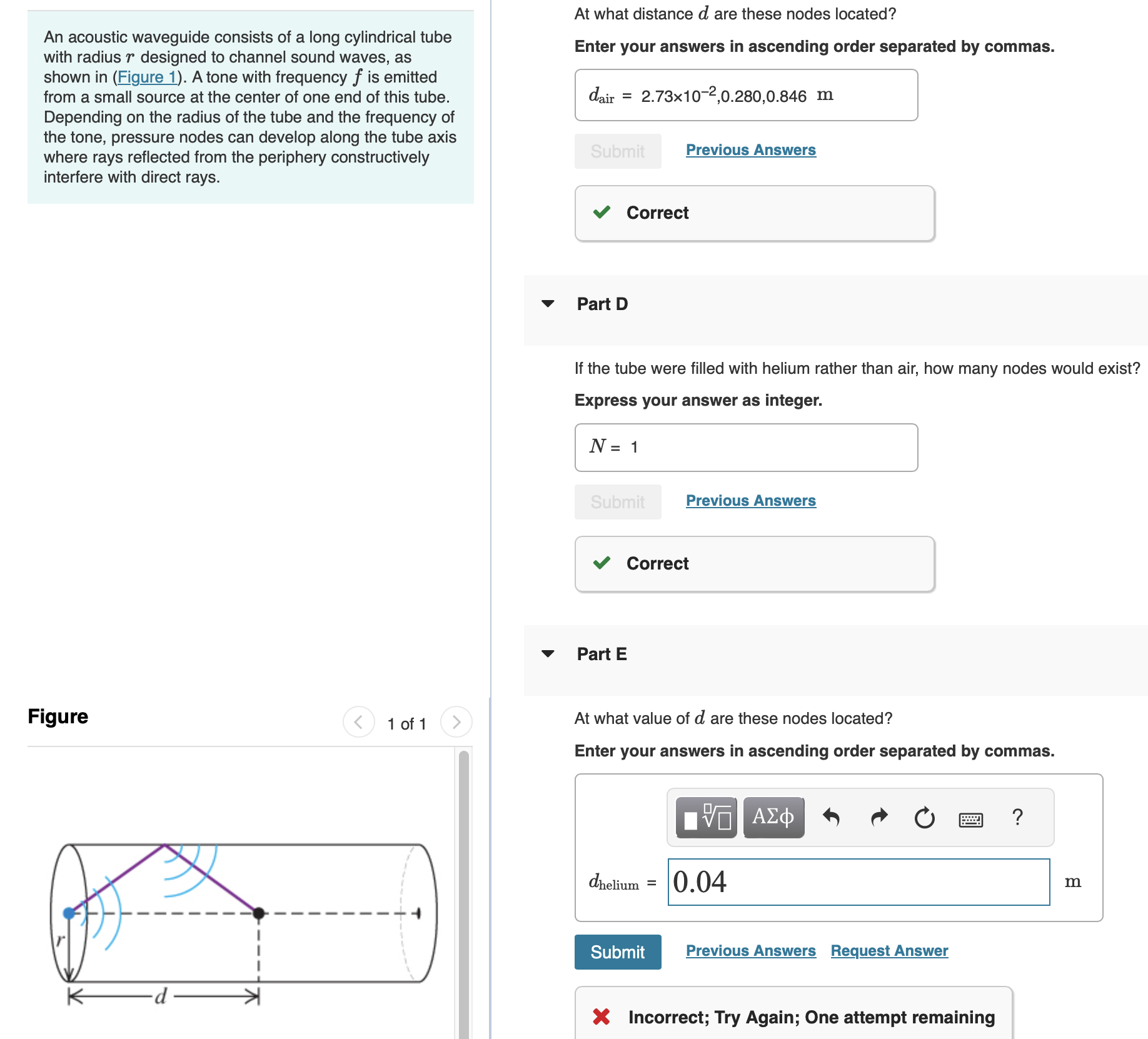 Solved An acoustic waveguide consists of a long cylindrical | Chegg.com