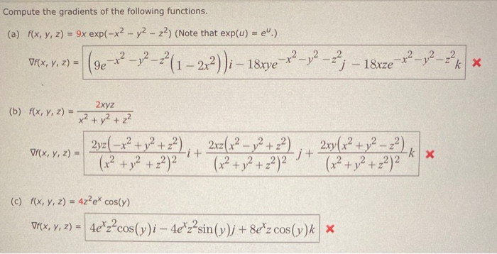 Solved Compute The Gradients Of The Following Functions A Chegg Com