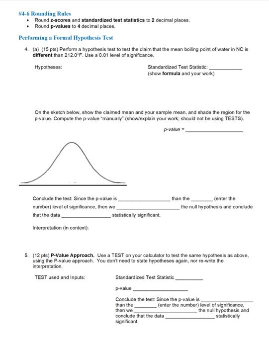 Solved \#4-6 Rounding Rules - Round z-scores and | Chegg.com