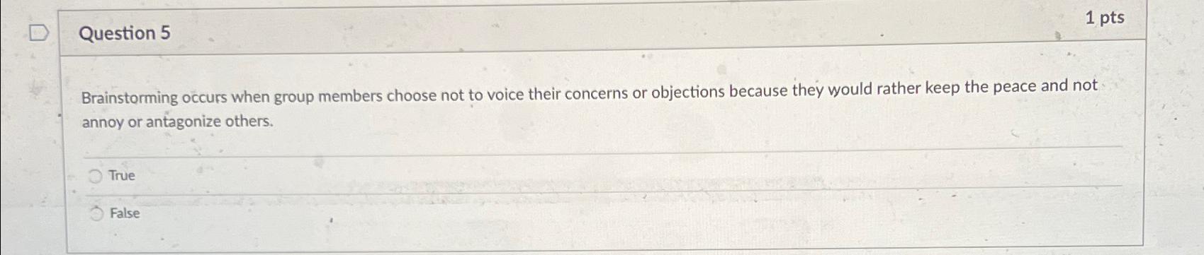 Solved Question 51 ﻿ptsBrainstorming occurs when group | Chegg.com